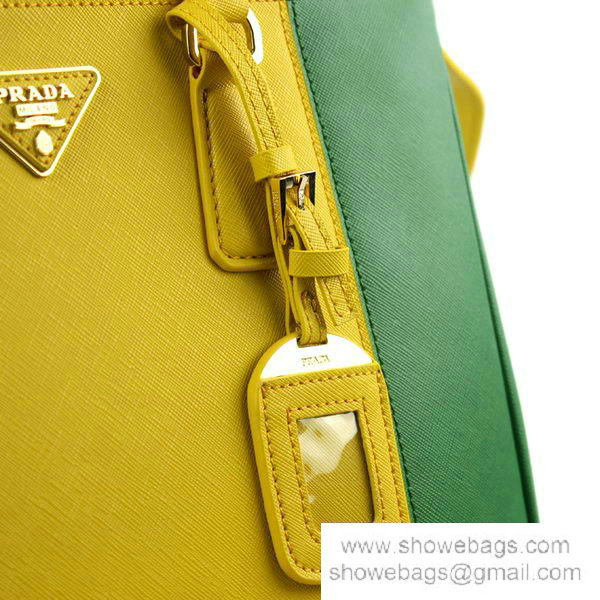 2014 Prada saffiano calfskin 33cm tote BN2274 yellow&green